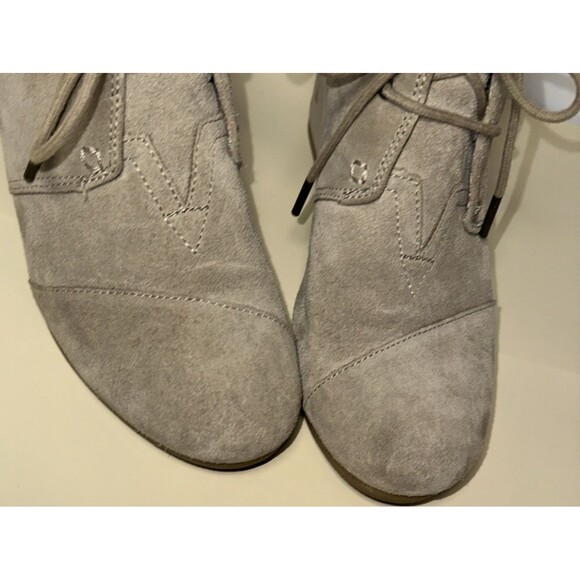 Toms Desert Wedge Women 11 Beige Taupe Suede Kala Wedge Ankle Booties Shoes - Picture 8 of 9